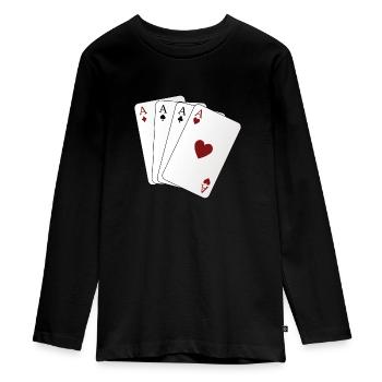 Spielkarten Ass - Teenager Premium Bio Langarmshirt - Schwarz - Vorne - AI Model Kid Female (0cm)