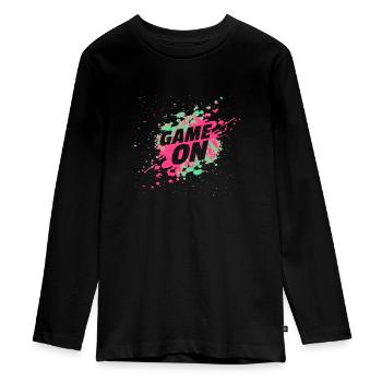 Gamer game on - Teenager Premium Bio Langarmshirt - Schwarz - Vorne - AI Model Kid Female (0cm)