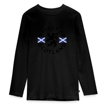 Spirit-of-Scotland - Teenager Premium Organic Long Sleeve Shirt - black - Front - AI Model Kid Female (0cm)