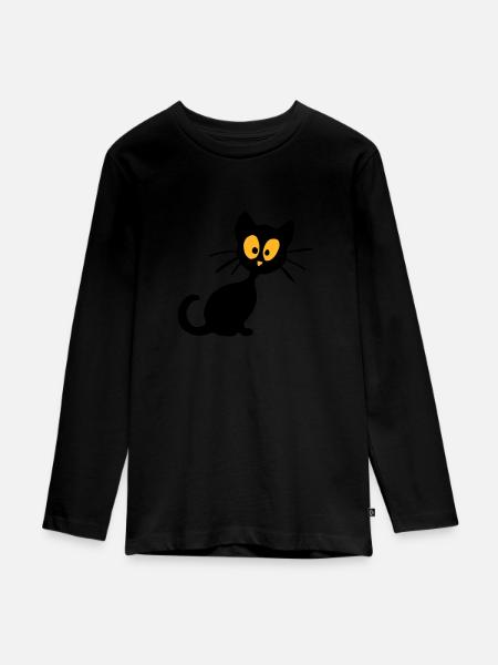 Kätzchen - Teenager Premium Bio Langarmshirt - Schwarz