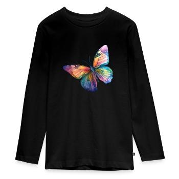 Butterfly rainbow colors - Teenager Premium Organic Long Sleeve Shirt - black - Front - AI Model Kid Female (0cm)