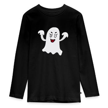 Gespenst - Teenager Premium Bio Langarmshirt - Schwarz - Vorne - AI Model Kid Female (0cm)