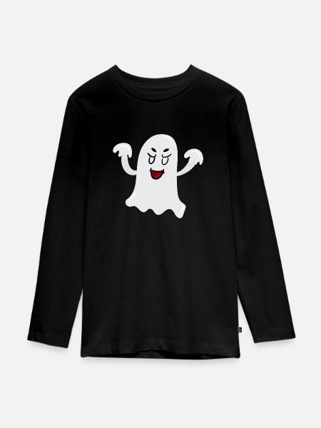 Gespenst - Teenager Premium Bio Langarmshirt - Schwarz
