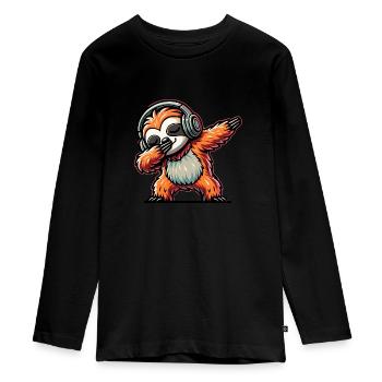 Dabbing Sloth - Teenager Premium Organic Long Sleeve Shirt - black - Front - AI Model Kid Female (0cm)
