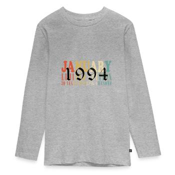 30e anniversaire 30 ans janvier 1994 - T-shirt manches longues Premium Ado - gris chiné - Devant