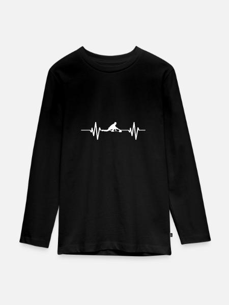 Curling Herzschlag Curling - Teenager Premium Bio Langarmshirt - Schwarz