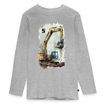Excavator Excavator 5 years - Teenager Premium Organic Long Sleeve Shirt - heather grey - Front