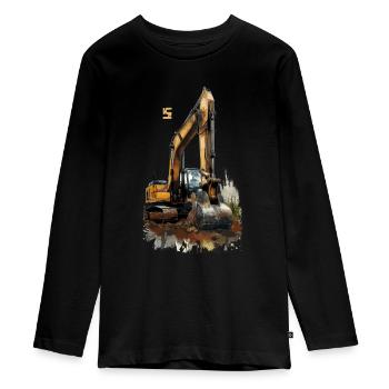 Excavator 5 Years 5 Birthday - Teenager Premium Organic Long Sleeve Shirt - black - Front - AI Model Kid Female (0cm)