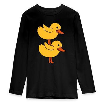 2 Küken aufeinander gestapelt - Teenager Premium Bio Langarmshirt - Schwarz - Vorne - AI Model Kid Female (0cm)