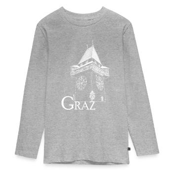 Clock Tower Graz white - Teenager Premium Organic Long Sleeve Shirt - heather grey - Front