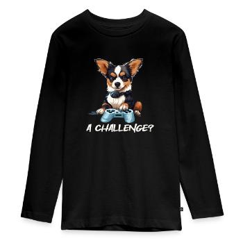 A Challenge? Challenge accepted! - Teenager Premium Bio Langarmshirt - Schwarz - Vorne - AI Model Kid Female (0cm)