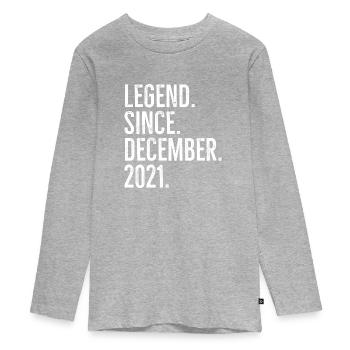 Legend Since December 2021 - Teenager Premium Organic Long Sleeve Shirt - heather grey - Front