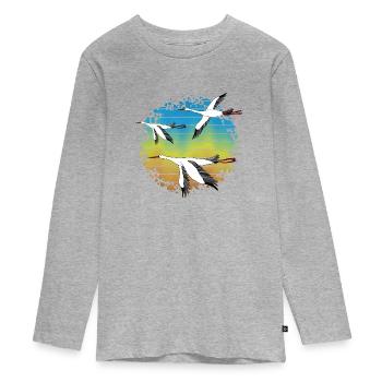 Cigognes - T-shirt manches longues Premium Ado - gris chiné - Devant