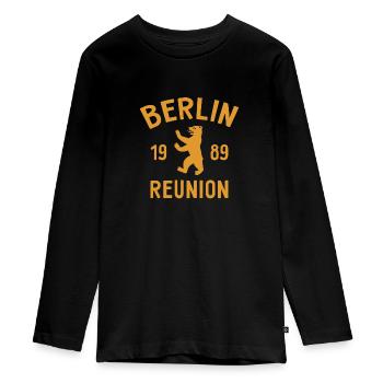 Berlin - 1989 - La Réunion - Berliner Bär - T-shirt manches longues Premium Ado - noir - Devant - AI Model Kid Female (0cm)