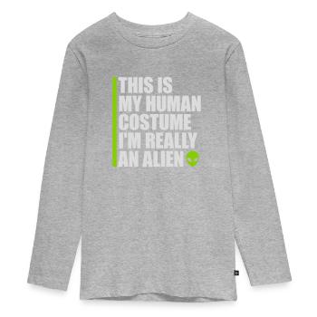 Citation extraterrestre de costume humain - T-shirt manches longues Premium Ado - gris chiné - Devant