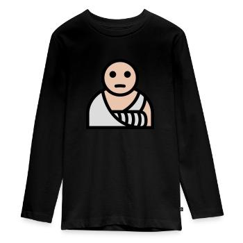 Bandage de plâtre cassé au bras - T-shirt manches longues Premium Ado - noir - Devant - AI Model Kid Female (0cm)