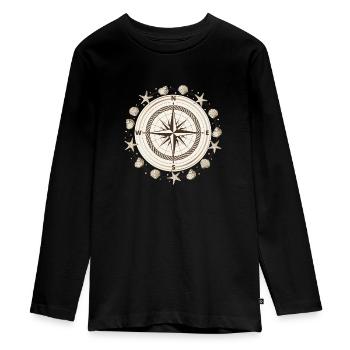 Compass Maritime Shells Travel - Teenager Premium Organic Long Sleeve Shirt - black - Front - AI Model Kid Female (0cm)