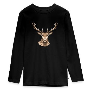 Hirsch - Teenager Premium Bio Langarmshirt - Schwarz - Vorne - AI Model Kid Female (0cm)