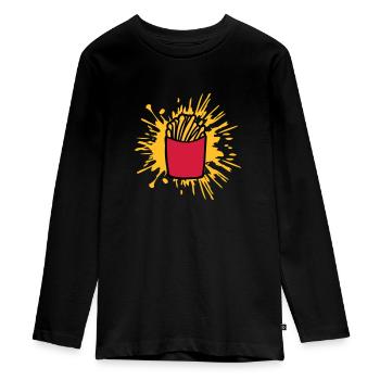 Farbklecks Pommes Frites - Teenager Premium Bio Langarmshirt - Schwarz - Vorne - AI Model Kid Female (0cm)