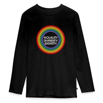 equality diversity identity black shirt - Teenager Premium Organic Long Sleeve Shirt - black - Front - AI Model Kid Female (0cm)