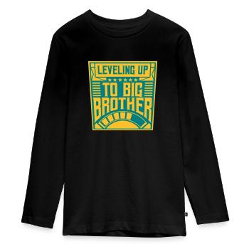 Leveling up big brother - Teenager Premium Organic Long Sleeve Shirt - black - Front - AI Model Kid Female (0cm)
