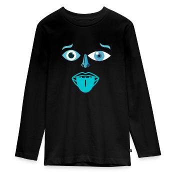 Mint Face - Teenager Premium Bio Langarmshirt - Schwarz - Vorne - AI Model Kid Female (0cm)