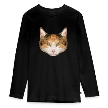 Süße Katze im Polygonstyle miaut eckig kantig - Teenager Premium Bio Langarmshirt - Schwarz - Vorne - AI Model Kid Female (0cm)
