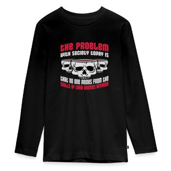 drinks from enemies skulls - Teenager Premium Organic Long Sleeve Shirt - black - Front - AI Model Kid Female (0cm)