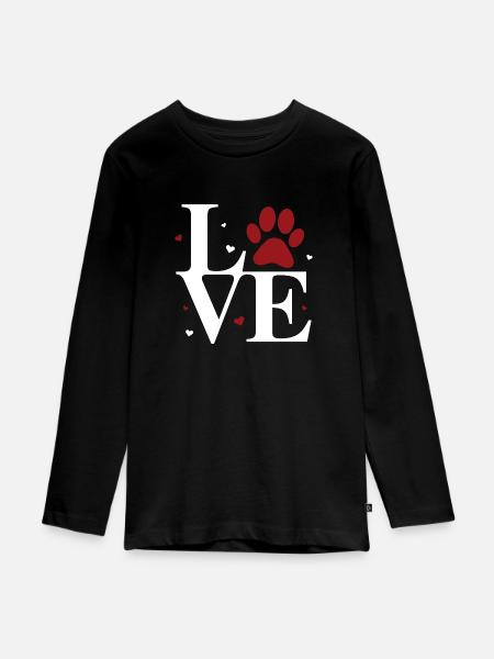 Love Paw - Teenager Premium Bio Langarmshirt - Schwarz
