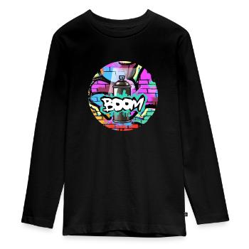 Grafitti Boom Spraydose - Teenager Premium Bio Langarmshirt - Schwarz - Vorne - AI Model Kid Female (0cm)
