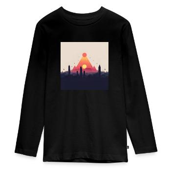 abstrakte Pyramide - Teenager Premium Bio Langarmshirt - Schwarz - Vorne - AI Model Kid Female (0cm)