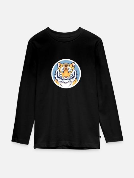 Majestätischer Tiger - Teenager Premium Bio Langarmshirt - Schwarz