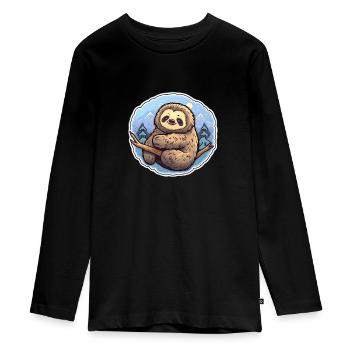 Sloth Relaxation - Teenager Premium Organic Long Sleeve Shirt - black - Front - AI Model Kid Female (0cm)