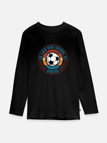 Fussball - Teenager Premium Bio Langarmshirt - Schwarz