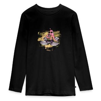 pink bird color drone 02 - Teenager Premium Organic Long Sleeve Shirt - black - Front - AI Model Kid Female (0cm)