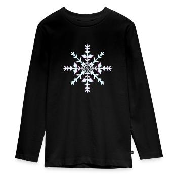 Ice Crystal / Snowflake - Teenager Premium Organic Long Sleeve Shirt - black - Front - AI Model Kid Female (0cm)
