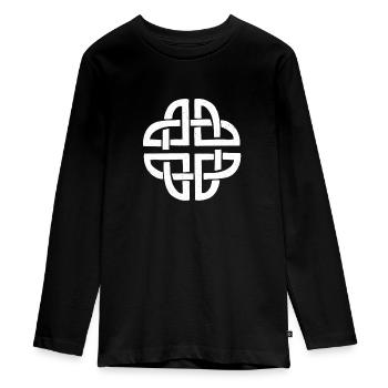 Celtic Shield Knot / Celtic Symbol Protection - Teenager Premium Organic Long Sleeve Shirt - black - Front - AI Model Kid Female (0cm)