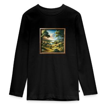 Landscape - Illustration - Teenager Premium Organic Long Sleeve Shirt - black - Front - AI Model Kid Female (0cm)