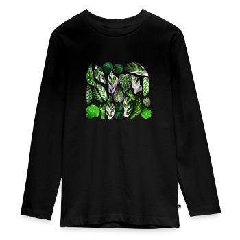 Feuilles vertes - T-shirt manches longues Premium Ado - noir - Devant - AI Model Kid Female (0cm)