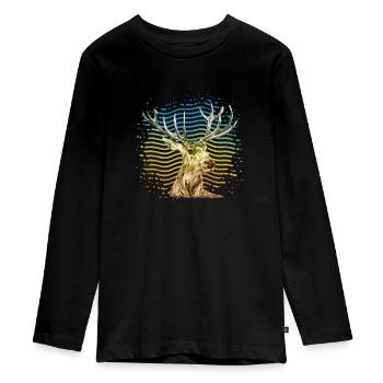 Hirsch - Teenager Premium Bio Langarmshirt - Schwarz - Vorne - AI Model Kid Female (0cm)