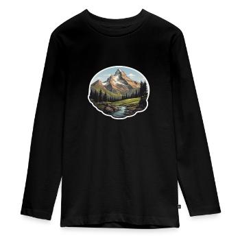 Swiss Mountains - Teenager Premium Organic Long Sleeve Shirt - black - Front - AI Model Kid Female (0cm)