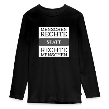 Menschenrechte statt rechte Menschen! - Teenager Premium Bio Langarmshirt - Schwarz - Vorne - AI Model Kid Female (0cm)