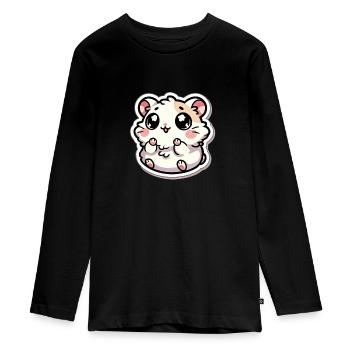 Chubby Hamster - Cute and Fluffy - Teenager Premium Organic Long Sleeve Shirt - black - Front - AI Model Kid Female (0cm)