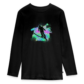 Ski jumping - Teenager Premium Organic Long Sleeve Shirt - black - Front - AI Model Kid Female (0cm)