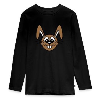 Hase Kaninchen Häschen Cartoon Kleintier niedlich - Teenager Premium Bio Langarmshirt - Schwarz - Vorne - AI Model Kid Female (0cm)