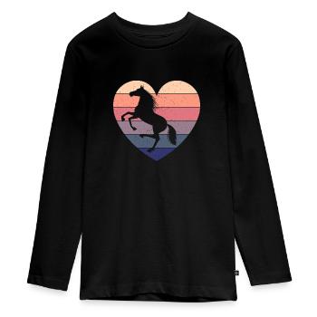 Cadeau pour les amoureux des chevaux Sport équestre Hobby Dressage - T-shirt manches longues Premium Ado - noir - Devant - AI Model Kid Female (0cm)
