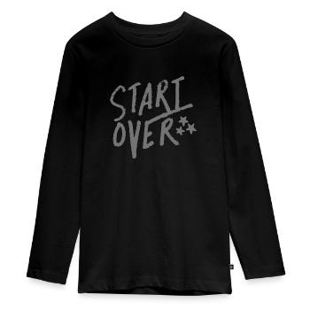 commencer et terminer - Teenager Premium Organic Long Sleeve Shirt - black - Front - AI Model Kid Female (0cm)