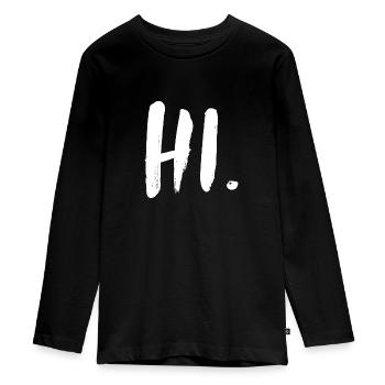 Hi. Hallo. Huhu. Guten Tag. - Teenager Premium Bio Langarmshirt - Schwarz - Vorne - AI Model Kid Female (0cm)