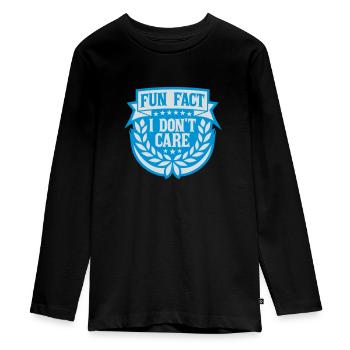 I don't care fact - Teenager Premium Organic Long Sleeve Shirt - black - Front - AI Model Kid Female (0cm)