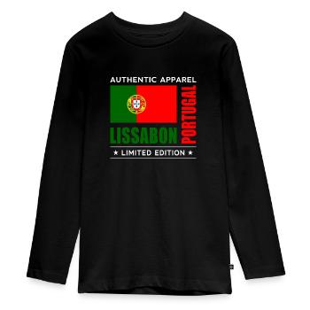 Lisbonne - T-shirt manches longues Premium Ado - noir - Devant - AI Model Kid Female (0cm)